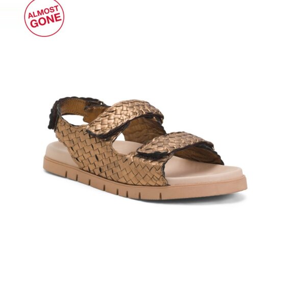 PONS QUINTANASpain Leather Hand Braided Two Band Caiman Footbed Sandals